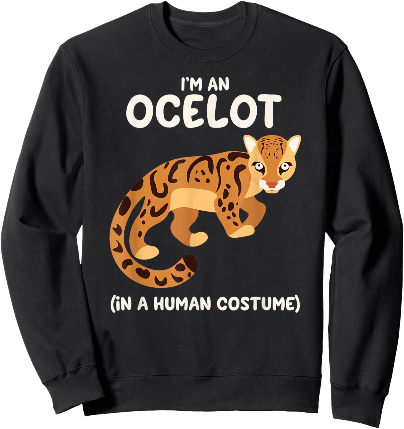 Ocelot Costume Funny Halloween Graphic Sweatshirt - Sweatshirt | Black