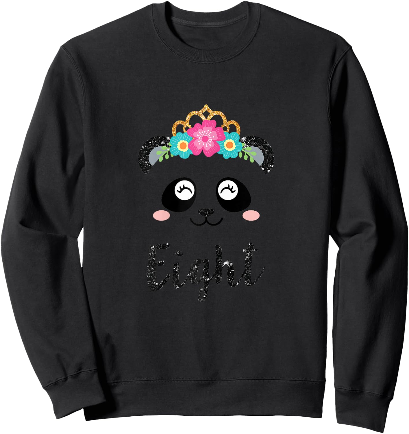 Panda Girl 8th Birthday Outfit, Kids Eighth Birthday Shirt Sweatshirt - Sweatshirt | Black