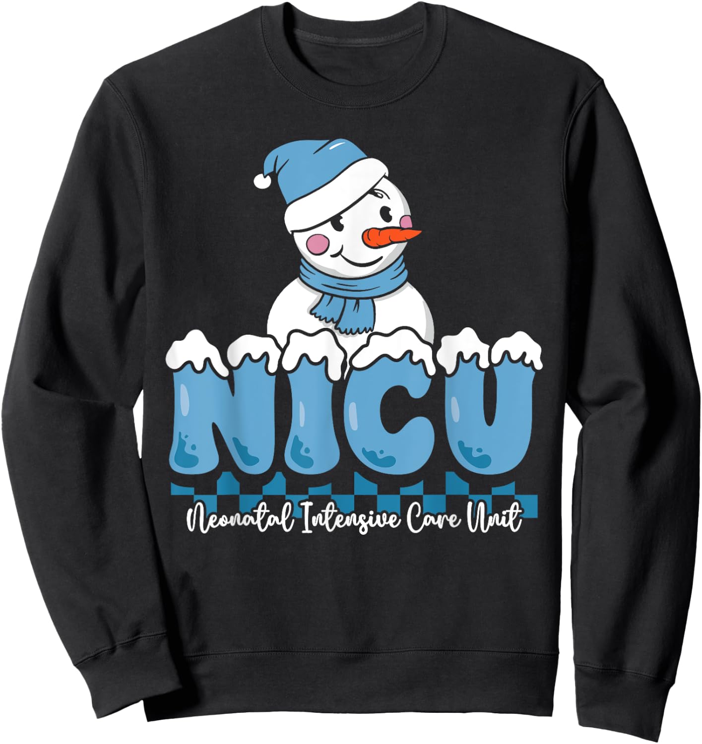 Christmas NICU Snowman Neonatal ICU Nurse Squad Nursing Gift Sweatshirt - Sweatshirt | Black