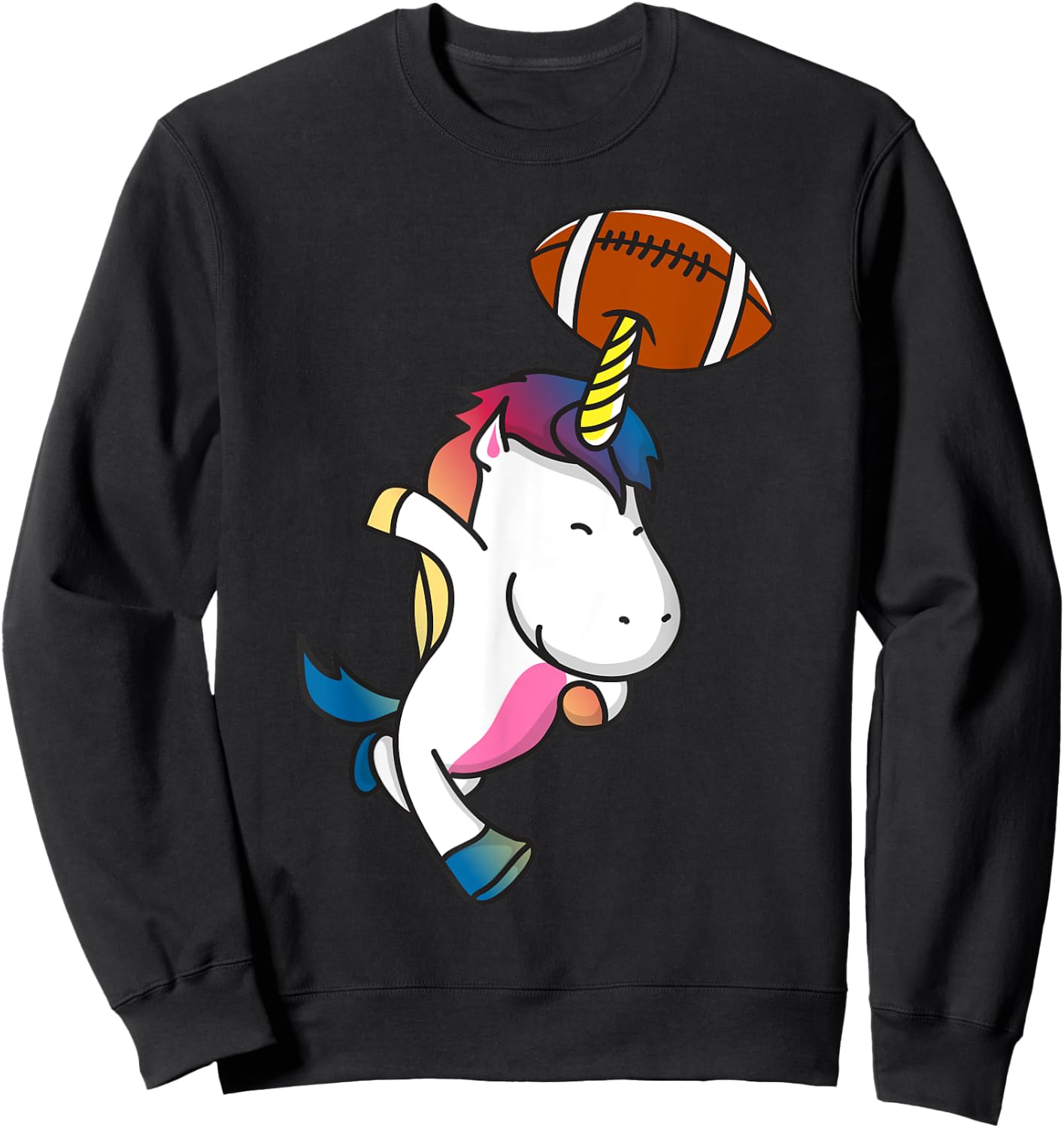 Unicorn Playing Football Sports Funny Unicorn Football Sweatshirt - Sweatshirt | Black