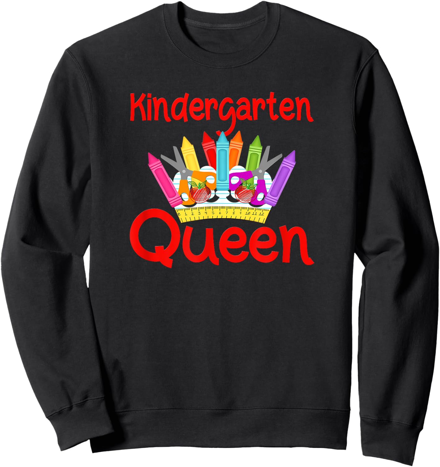 Kindergarten Queen Back To School Sweatshirt - Sweatshirt | Black