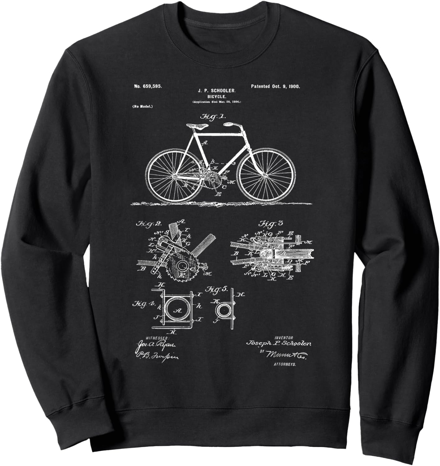 Vintage Patent Print 1900 Bicycle Cycling Gift Sweatshirt - Sweatshirt | Black