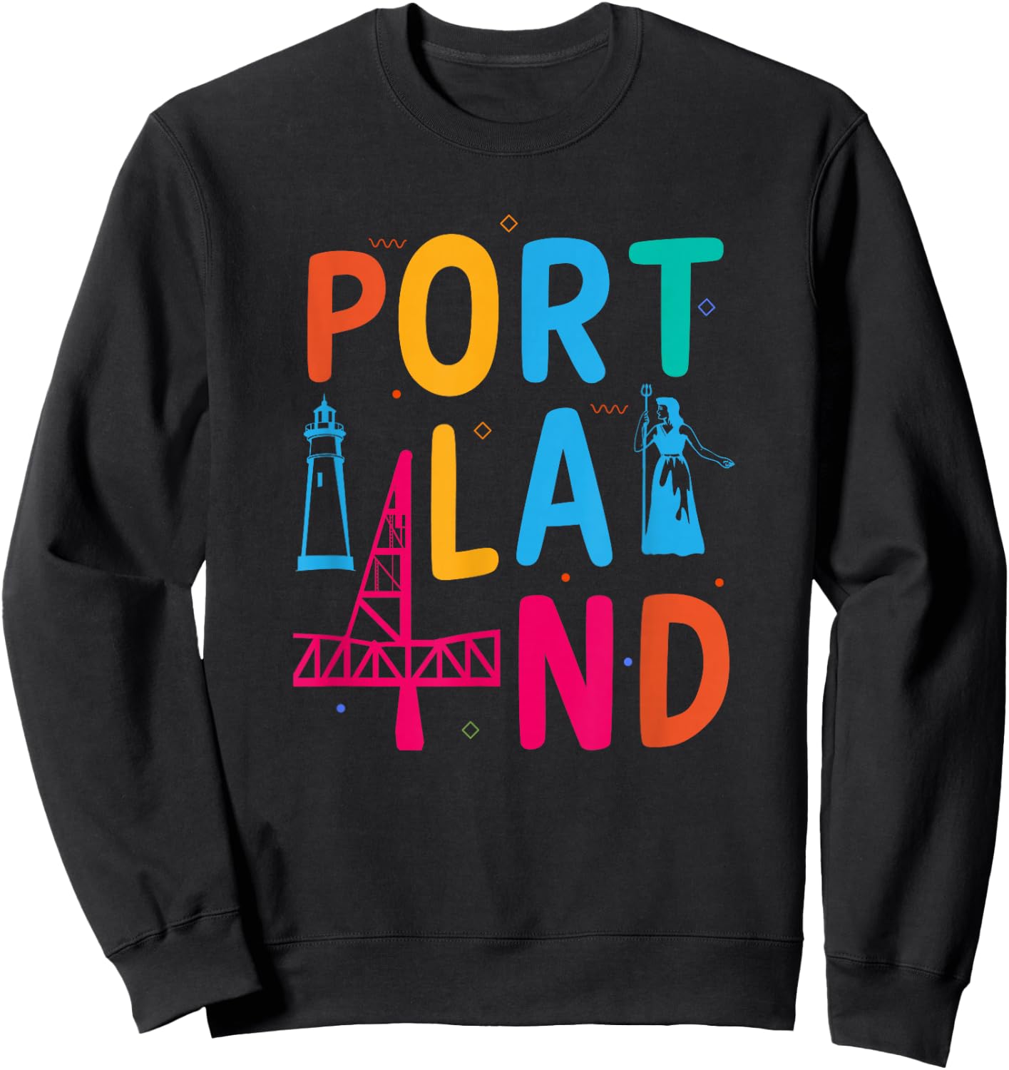 Portland Souvenir Kids Men Women Skyline Oregon Portland Sweatshirt - Sweatshirt | Black