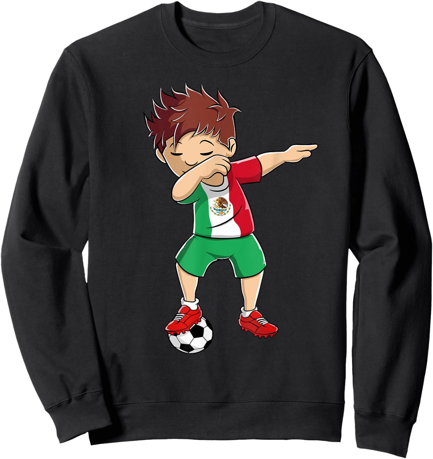 Dabbing Soccer Boy Mexico Shirt | Mexican Soccer Flag Jersey Sweatshirt - Sweatshirt | Black