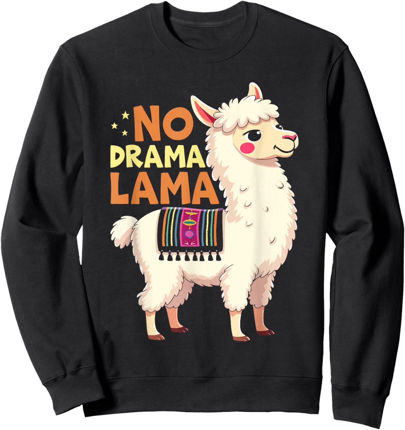 Lama NO DRAMA LAMA Retro Funny Alpaca Sweatshirt - Sweatshirt | Black