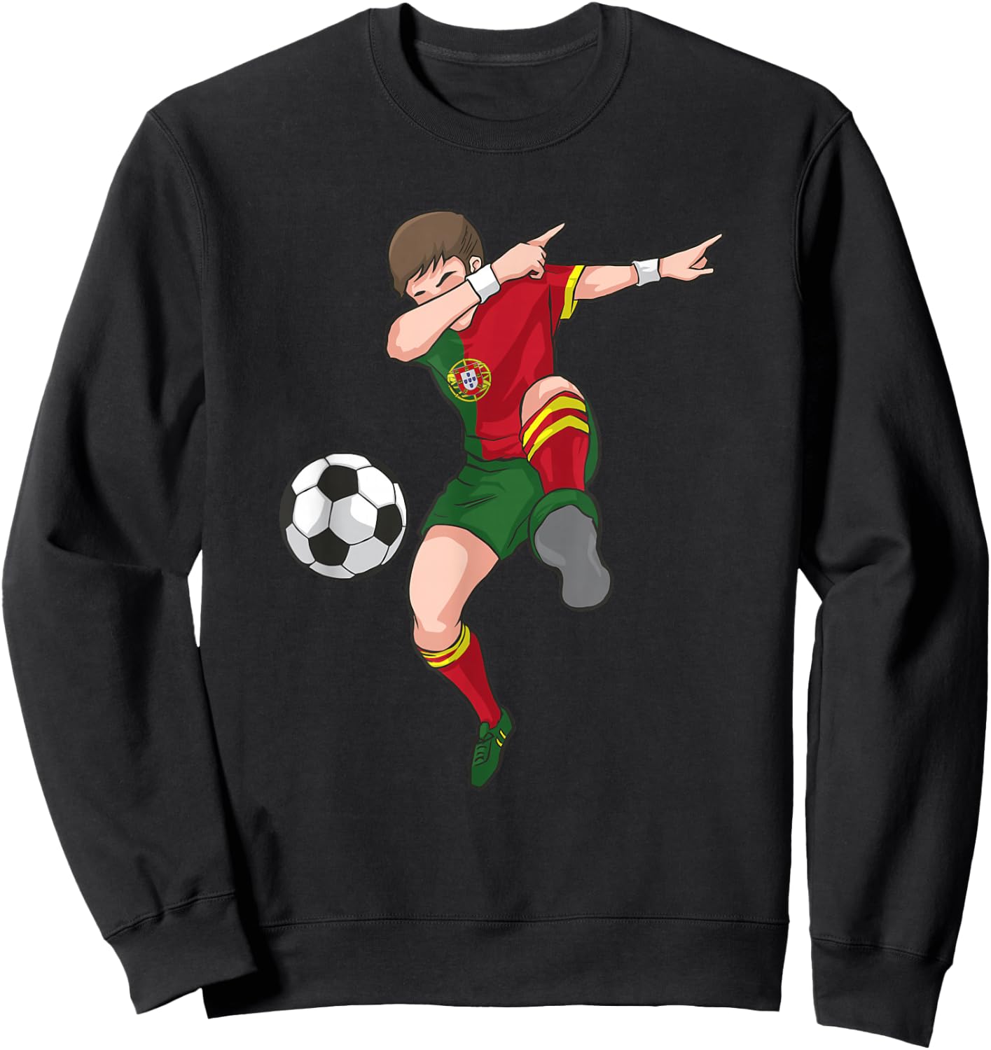 Dabbing Soccer Boy Portugal Football Shirt Portuguese Gift Sweatshirt - Sweatshirt | Black