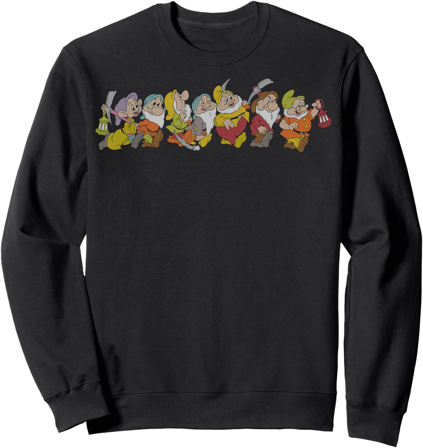 Disney Snow White and The Seven Dwarfs Marching in Line Sweatshirt - Sweatshirt | Black