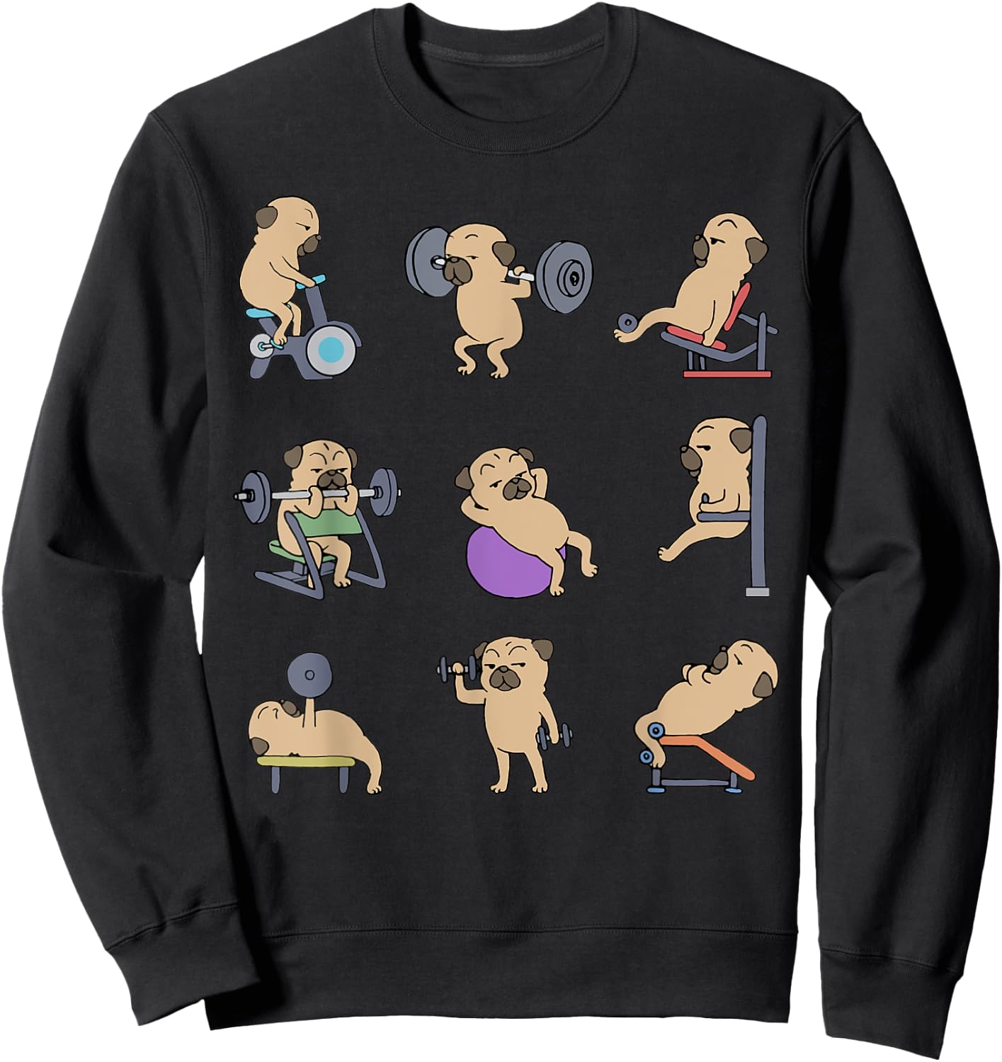 Pug Workout for a Dog Lover Sweatshirt - Sweatshirt | Black