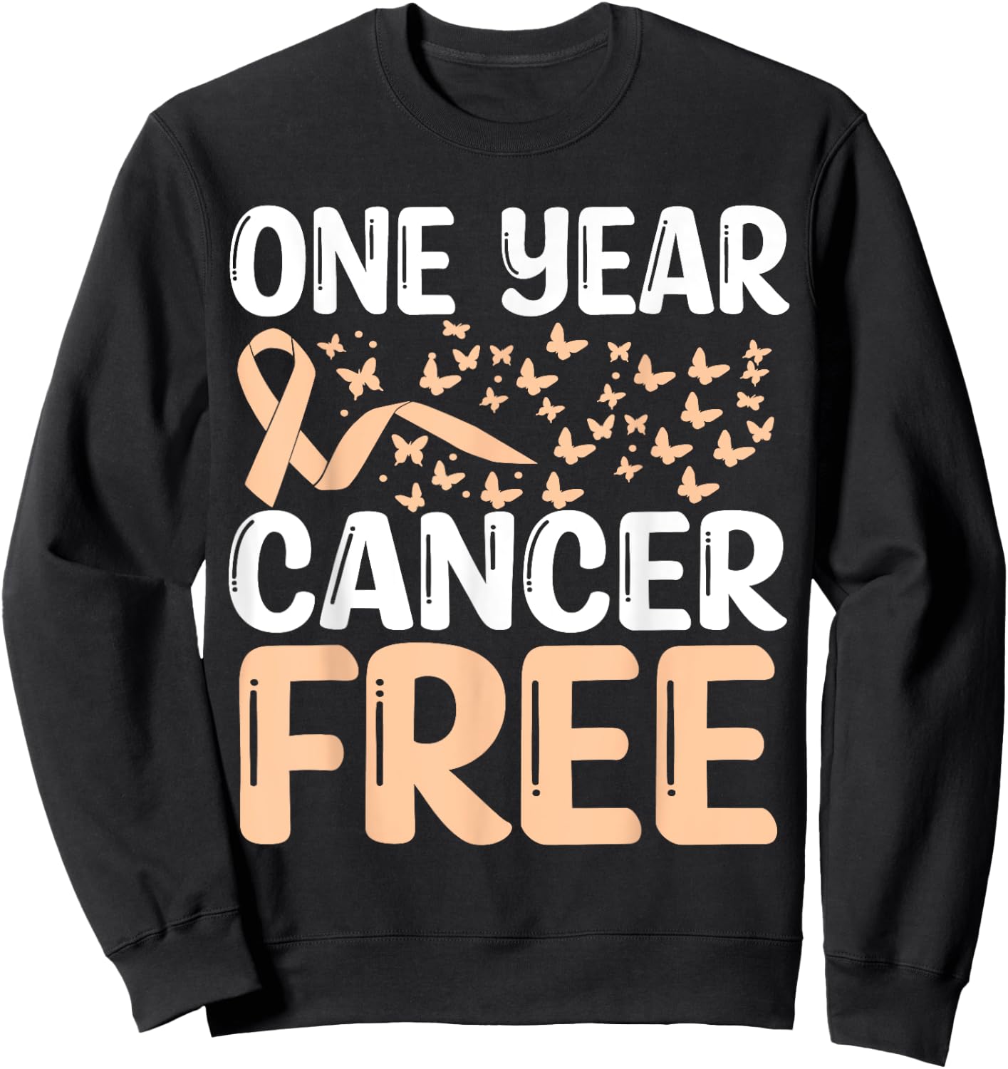 1 Year Uterine Cancer Free Uterine Cancer Survivor Awareness Sweatshirt - Sweatshirt | Black