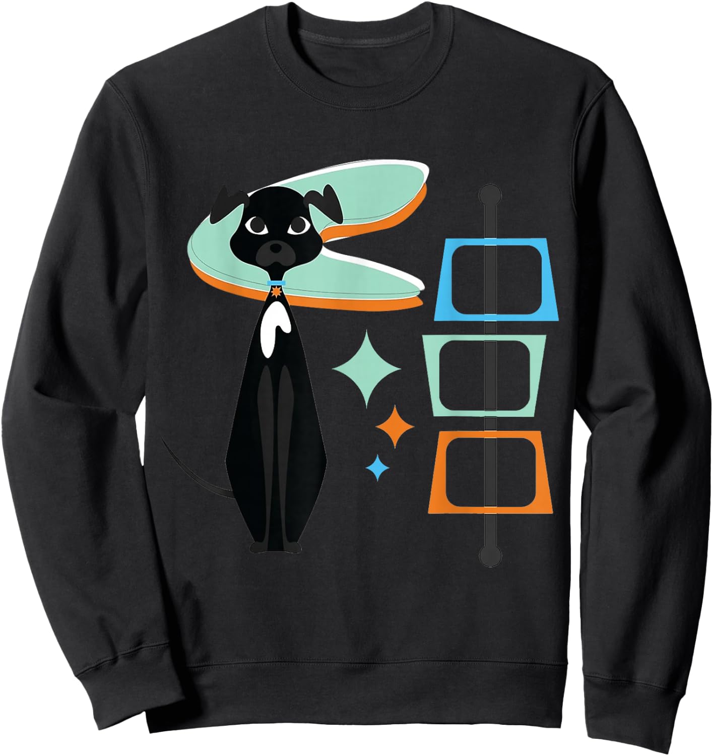 Retro Mid-Century Modern Dogs 50s 60s Style Sweatshirt - Sweatshirt | Black
