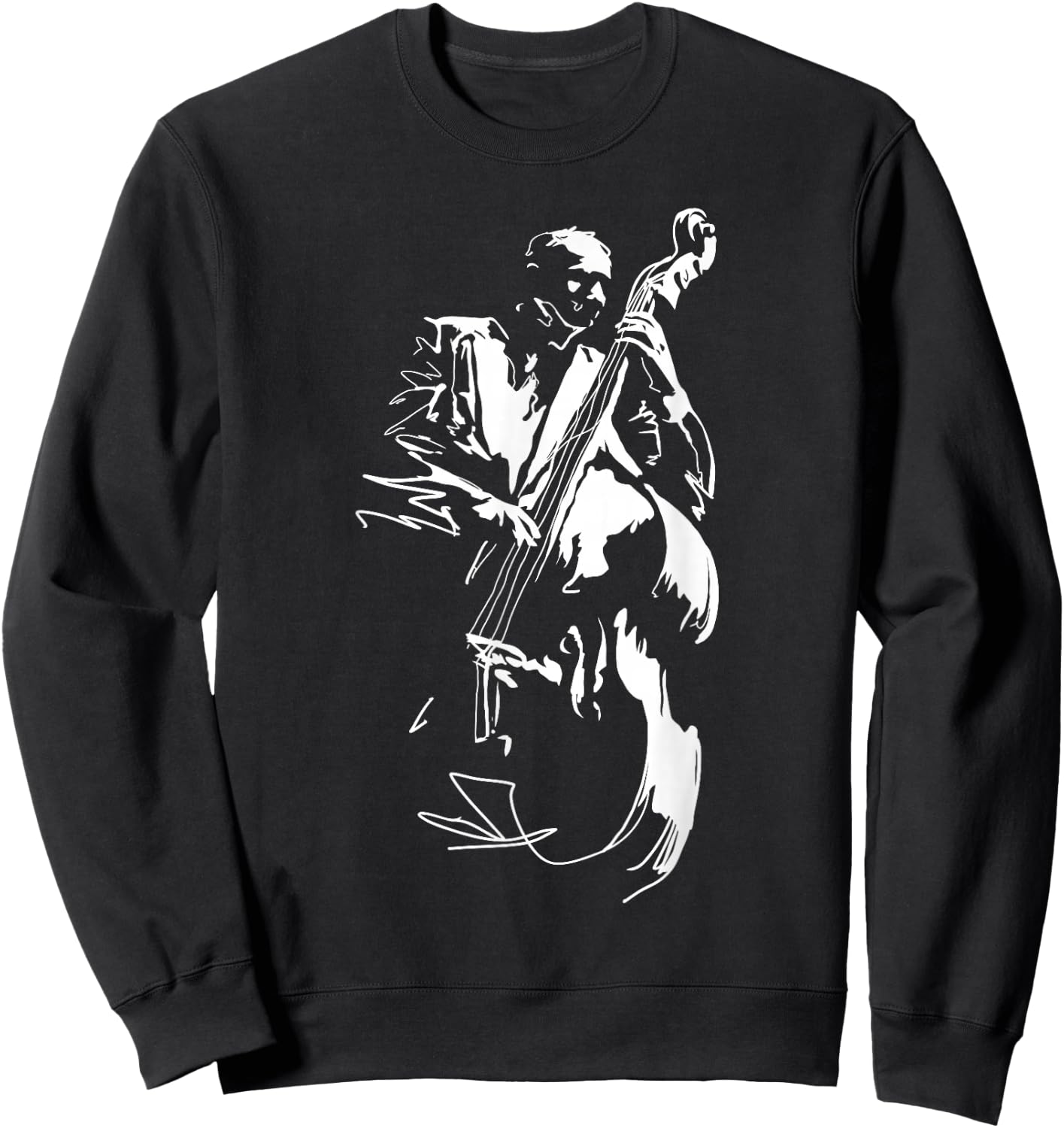 Cool Graphic Jazz Lovers Upright Bass Player Sweatshirt - Sweatshirt | Black