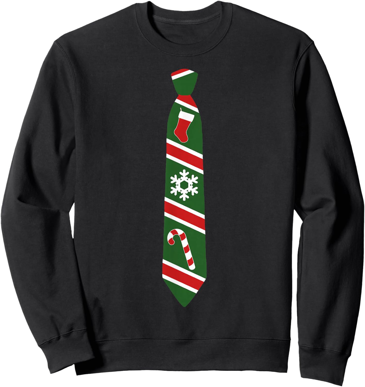 Funny Christmas Tie - Holiday Tuxedo Fun Design Sweatshirt - Sweatshirt | Black