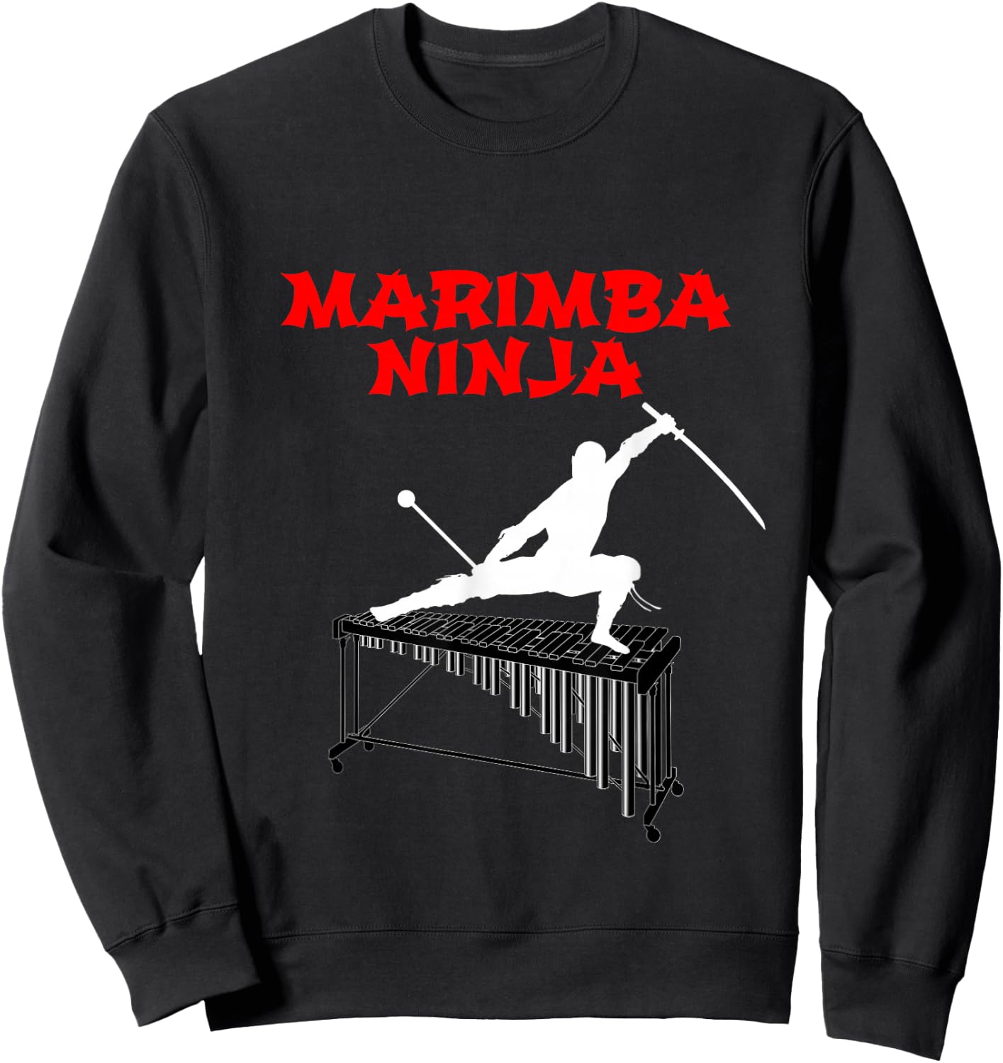 Marimba Ninja Marching Band | Funny Percussion Shirt Sweatshirt - Sweatshirt | Black