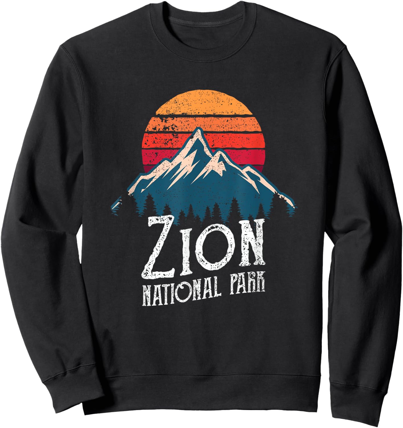 Vintage Retro Zion National Park Utah Mountain T Shirt Sweatshirt - Sweatshirt | Black