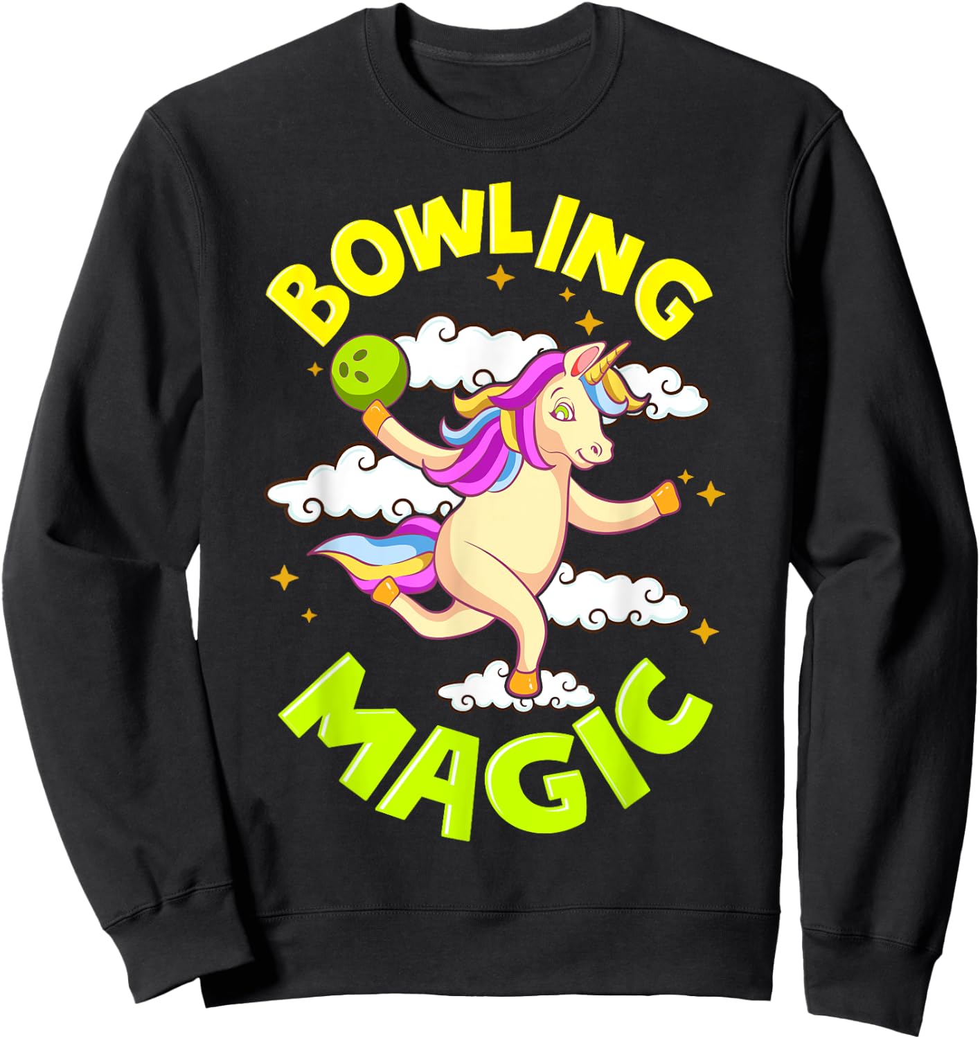 Funny Bowling Unicorn Design Gift Bowling Magic Outfit Sweatshirt - Sweatshirt | Black