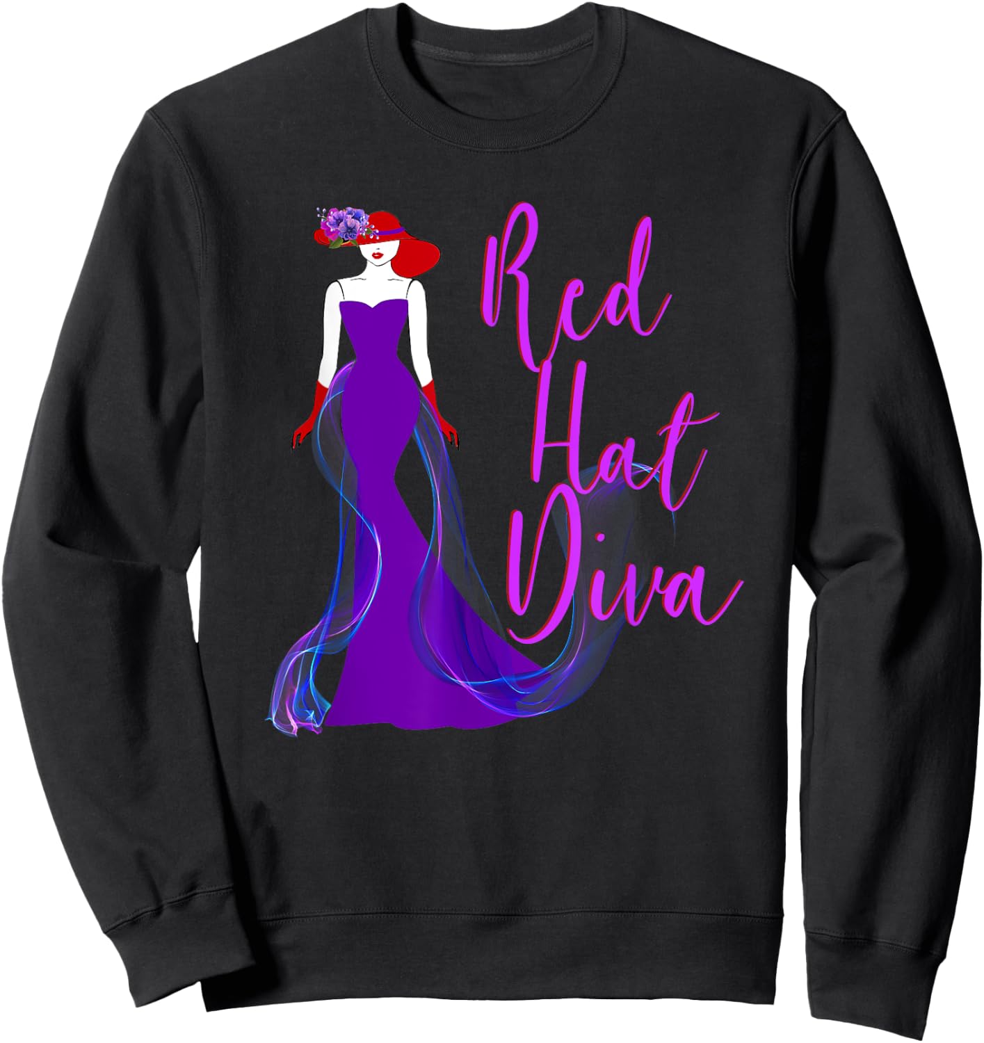 Red Hat Diva Vintage Style T Shirt Sweatshirt - Sweatshirt | Black
