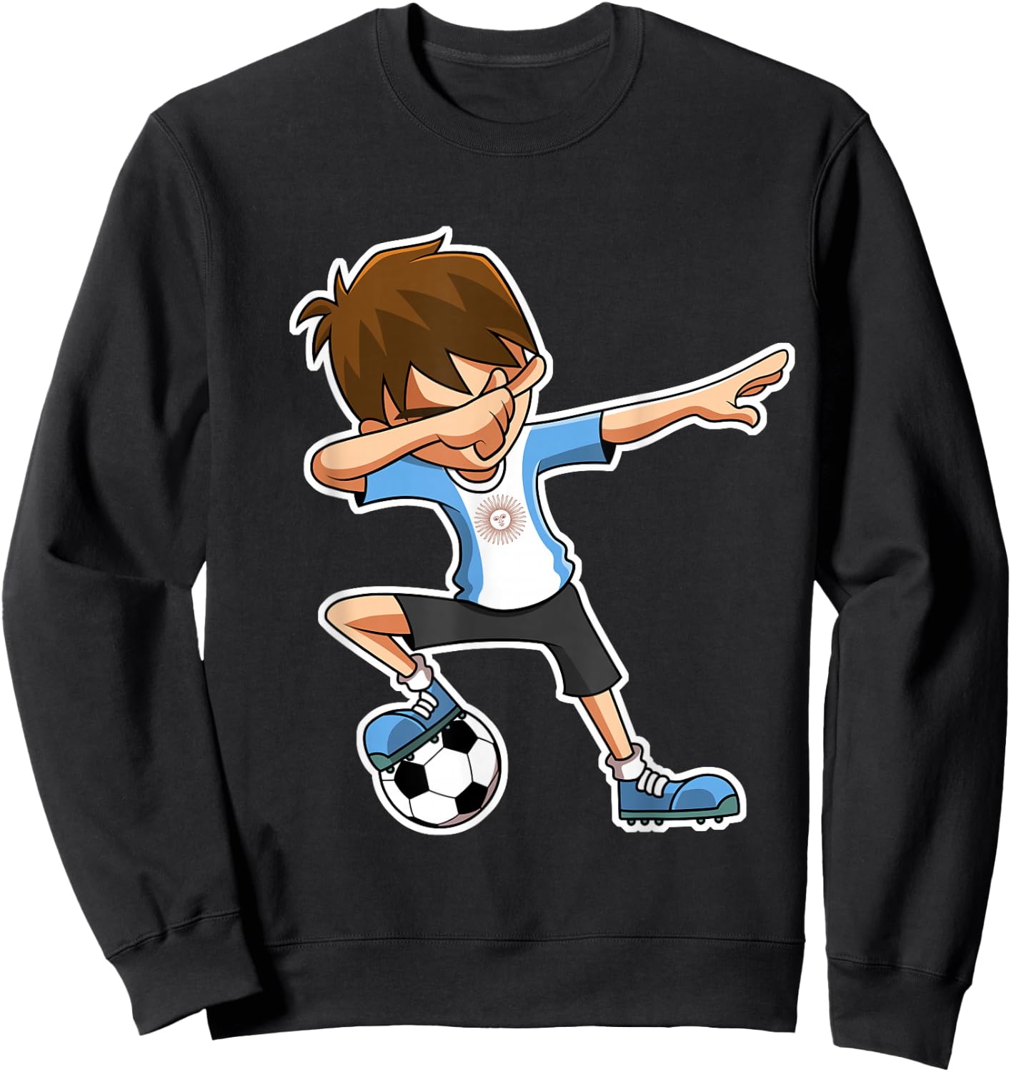 Dabbing Soccer Argentina Jersey Shirt, Dab Kids Boys Sweatshirt - Sweatshirt | Black