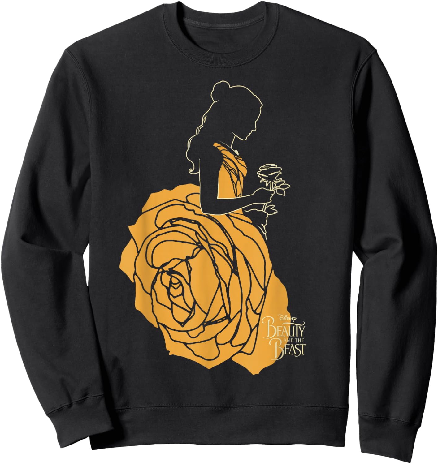 Disney Beauty & The Beast Belle A Rose Dress Graphic Sweatshirt - Sweatshirt | Black
