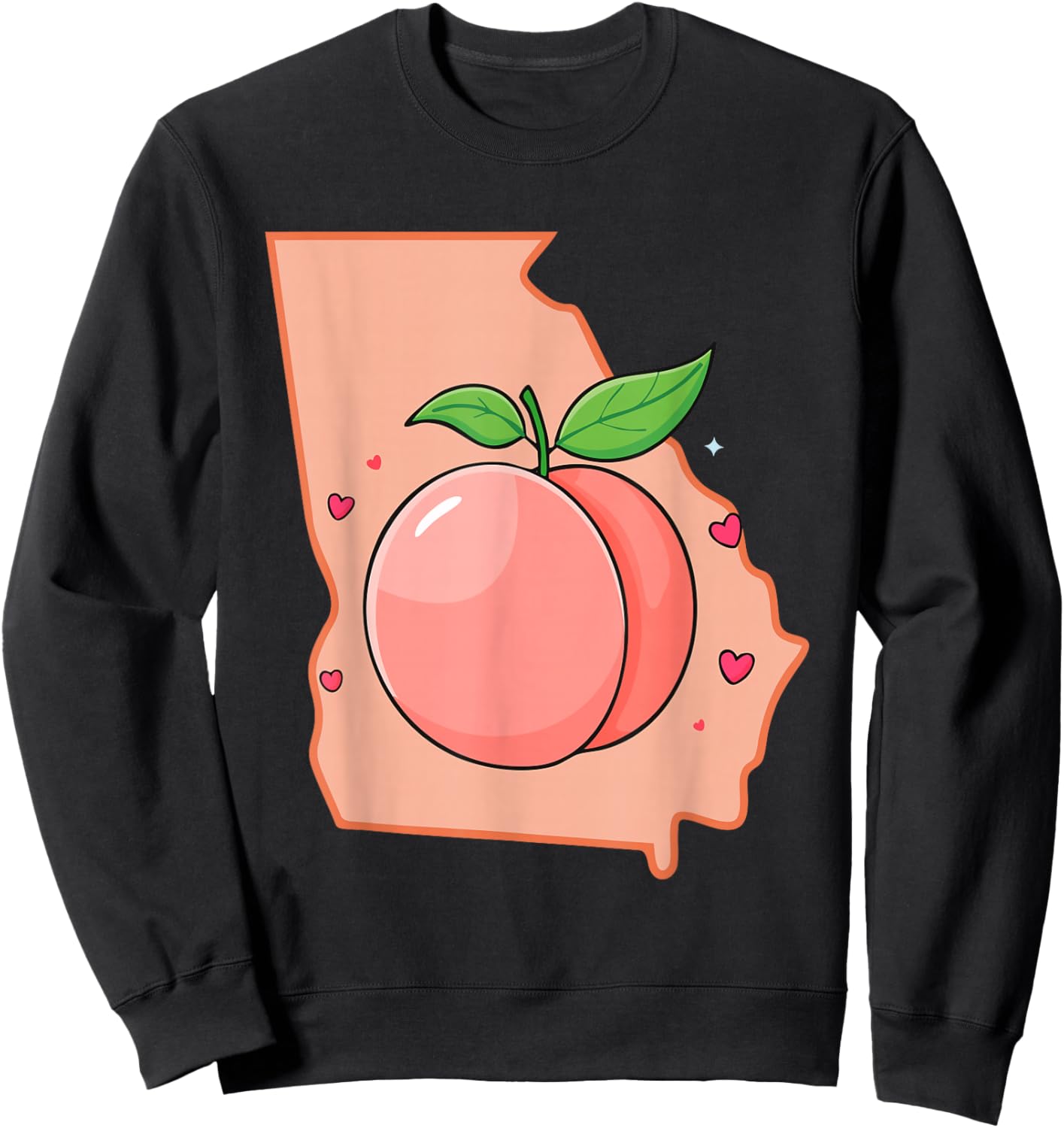 Georgia Map Georgia Peach State Fruit Sweatshirt - Sweatshirt | Black