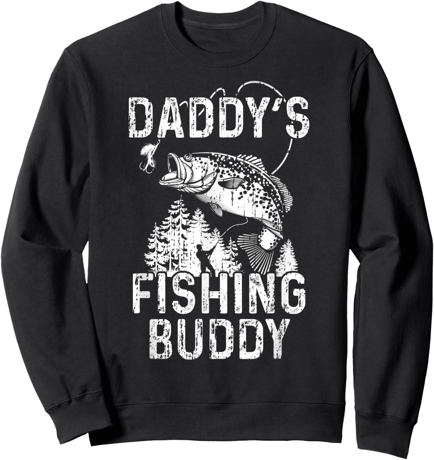 Daddy's Fishing Buddy Shirt - Fisherman Fishing With Dad Sweatshirt - Sweatshirt | Black