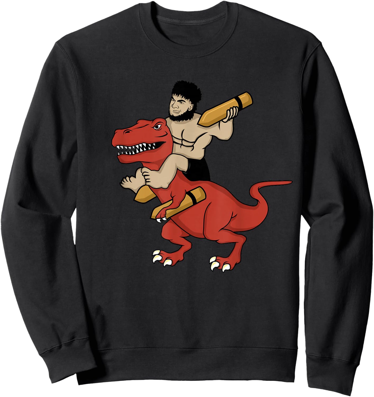Vintage WW2 327th Bomb Squadron Gorilla Man Riding A T-Rex Sweatshirt - Sweatshirt | Black