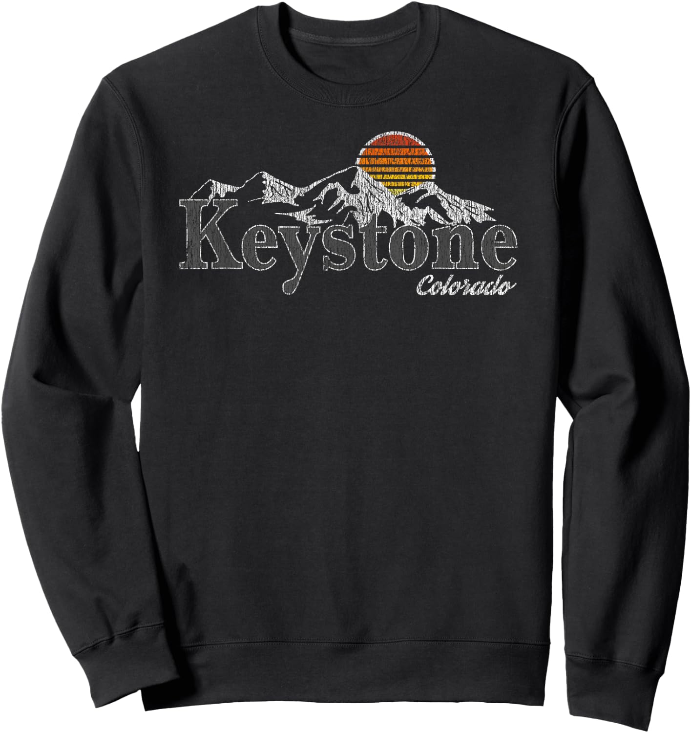 Retro Keystone Colorado Mountain Sweatshirt - Sweatshirt | Black