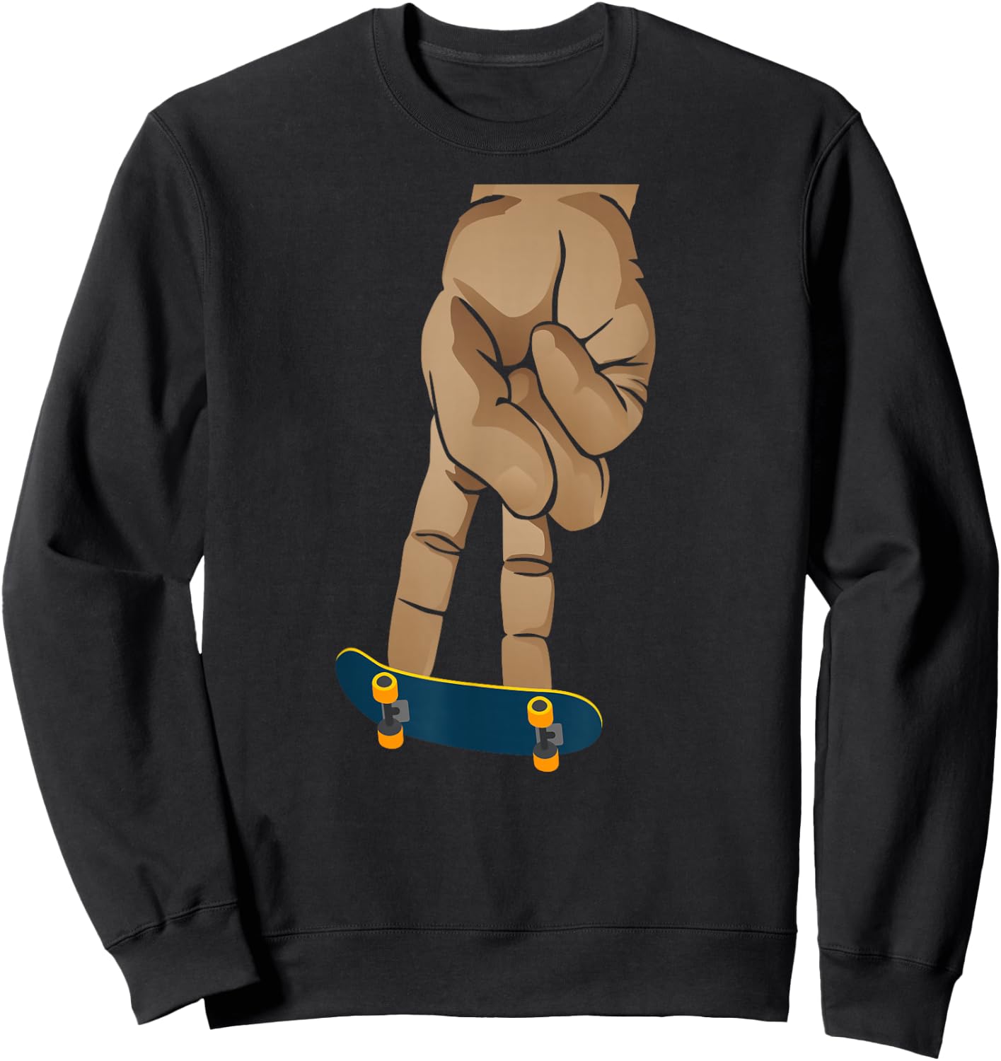 Skateboard Fingerboard Cartoon Finger Skate Sweatshirt - Sweatshirt | Black