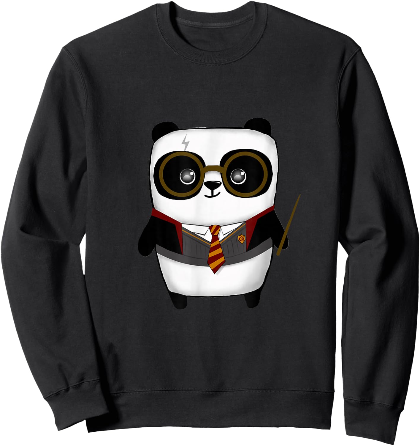 Panda Wizard Magic Wand School Boy Girl Funny Sweatshirt - Sweatshirt | Black