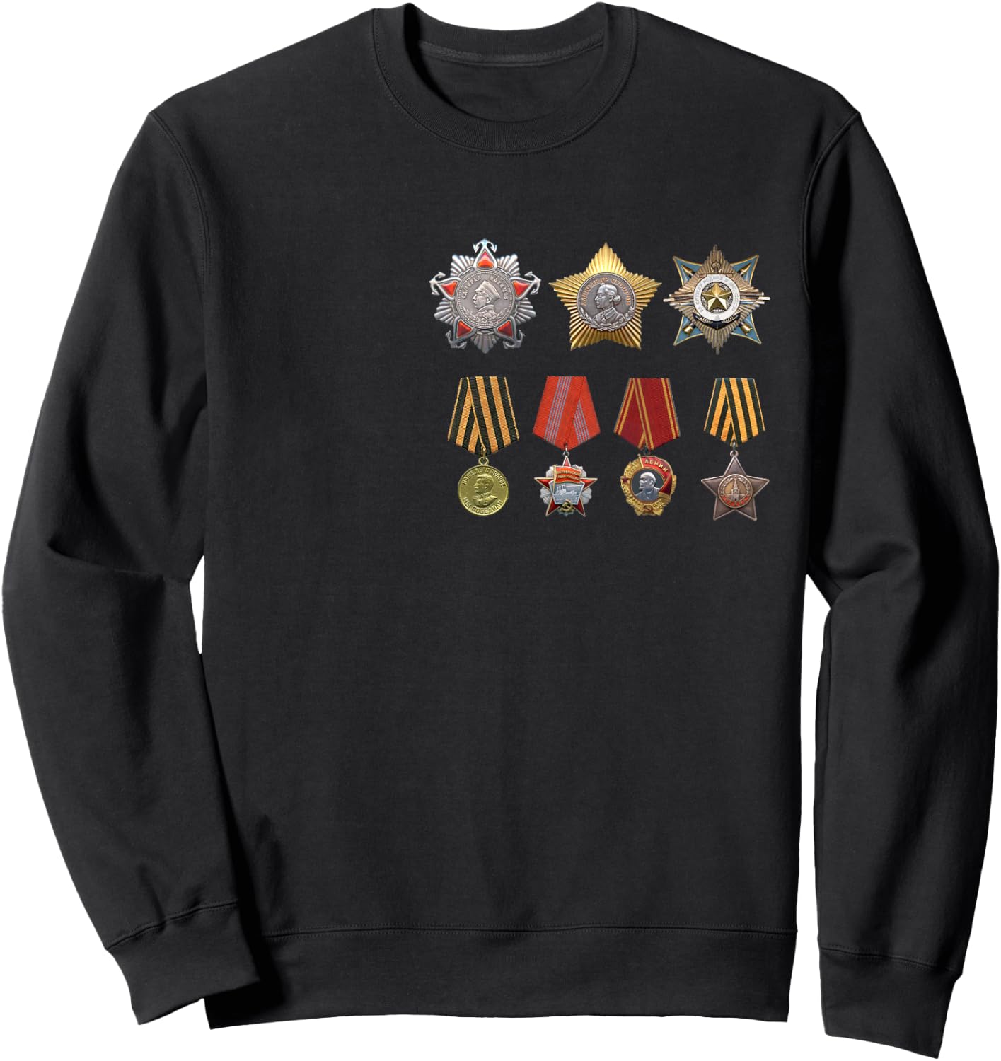 Old Soviet Honors Orders Medals Fame Pride Awards Sweatshirt - Sweatshirt | Black
