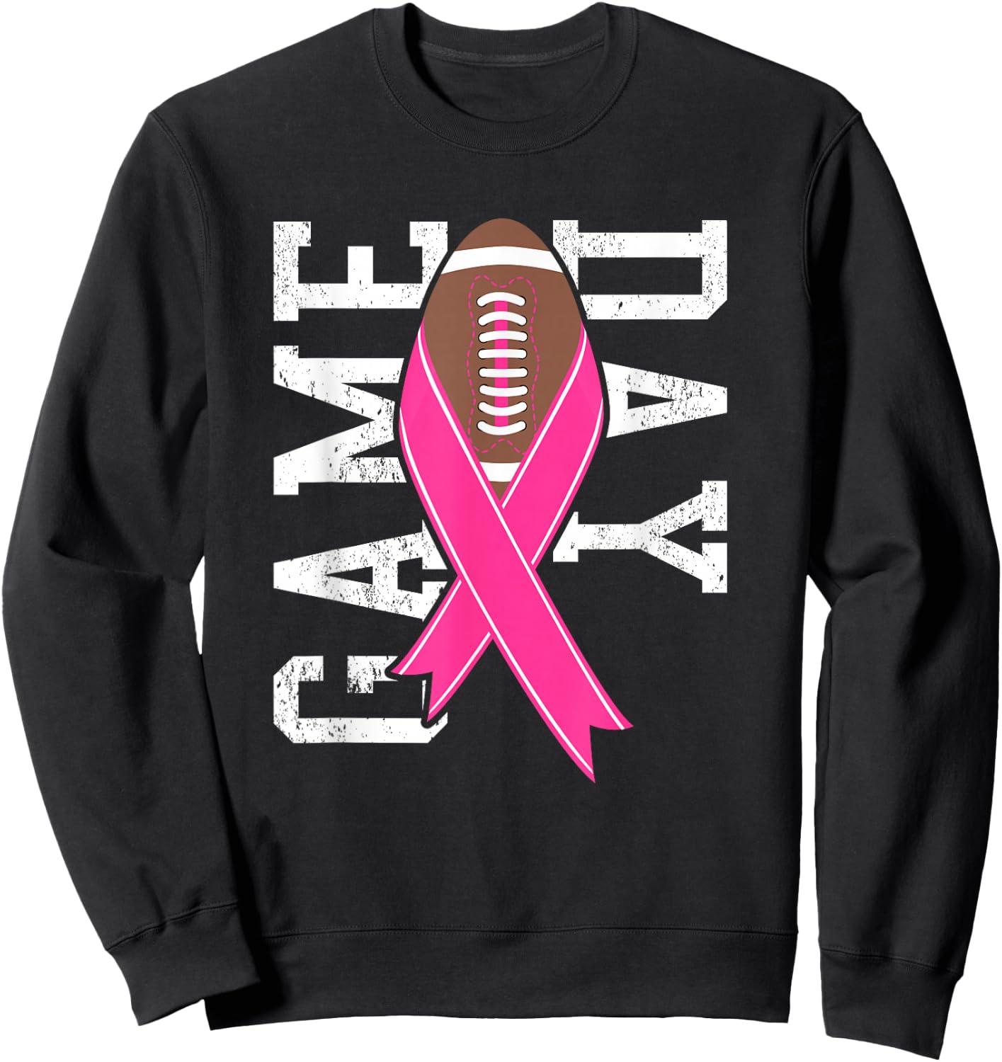 GameDay Breast Cancer Awareness Pink Football Ribbon Sweatshirt - Sweatshirt | Black
