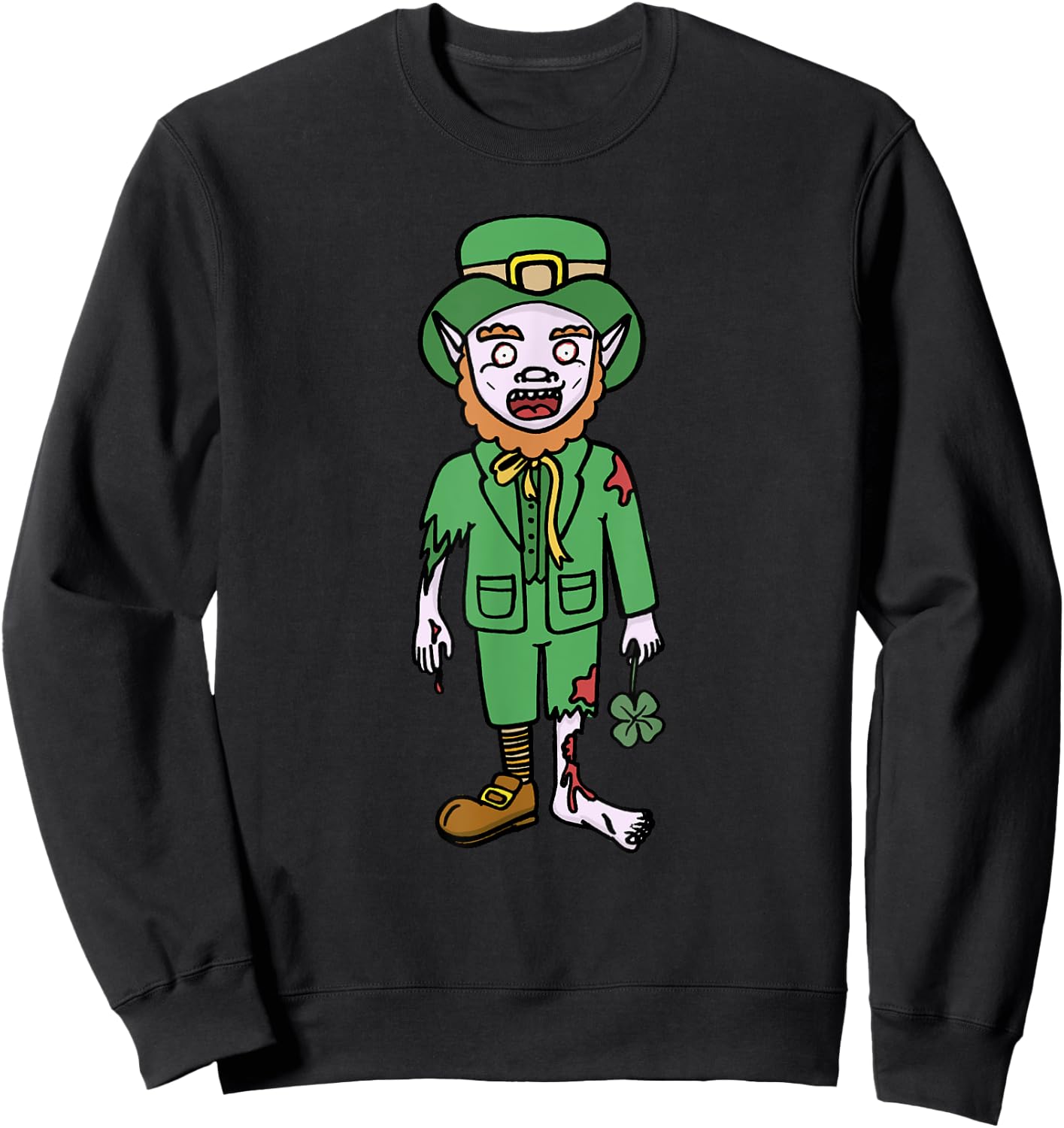 Zombie Shirt Leprechaun Halloween Costume Dead Scary Gifts Sweatshirt - Sweatshirt | Black