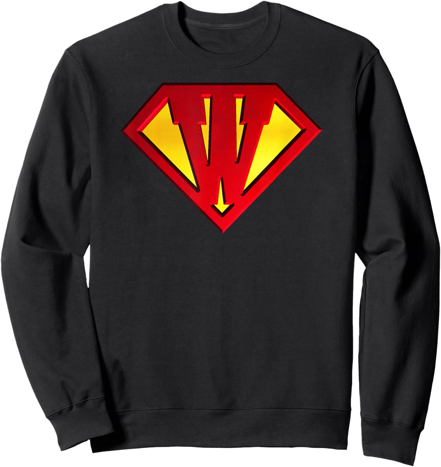 Funny Super Hero Shield Letter W Name Gift Sweatshirt - Sweatshirt | Black