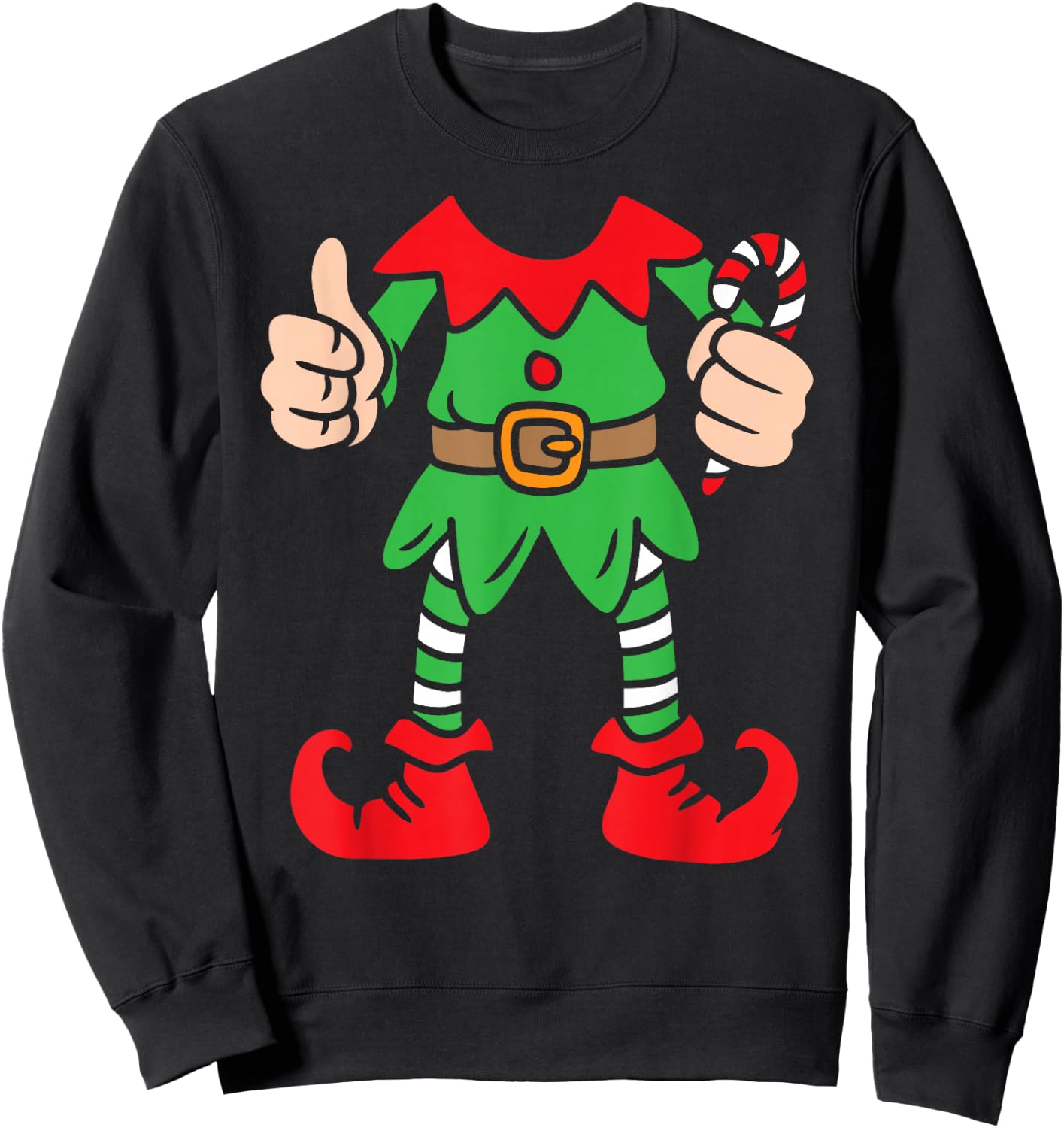 Funny Christmas Elf Outfit Costume Xmas Family Adults Kids Sweatshirt - Sweatshirt | Black
