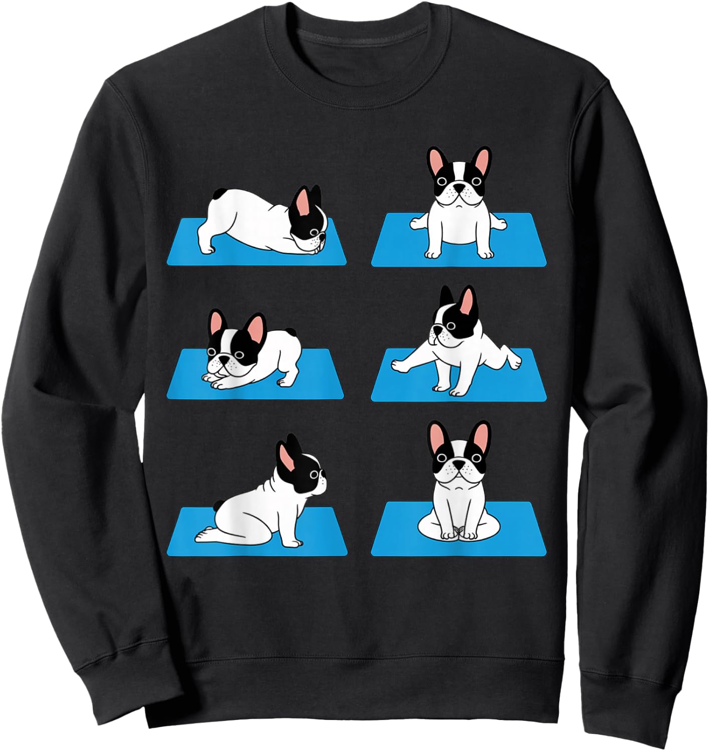 English Bulldog Yoga Puppy Yoga Poses and Meditation Sweatshirt - Sweatshirt | Black