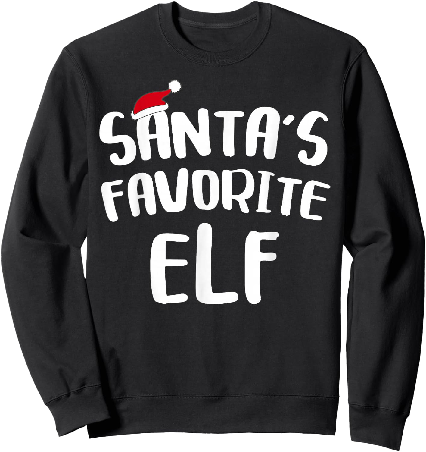 Santa's Favorite Elf Shirt Adult Kids Matching Christmas Elf Sweatshirt - Sweatshirt | Black