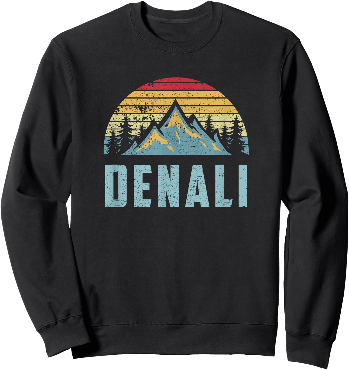 Vintage Mt. Denali National Park Alaska Mountain Sweatshirt - Sweatshirt | Black