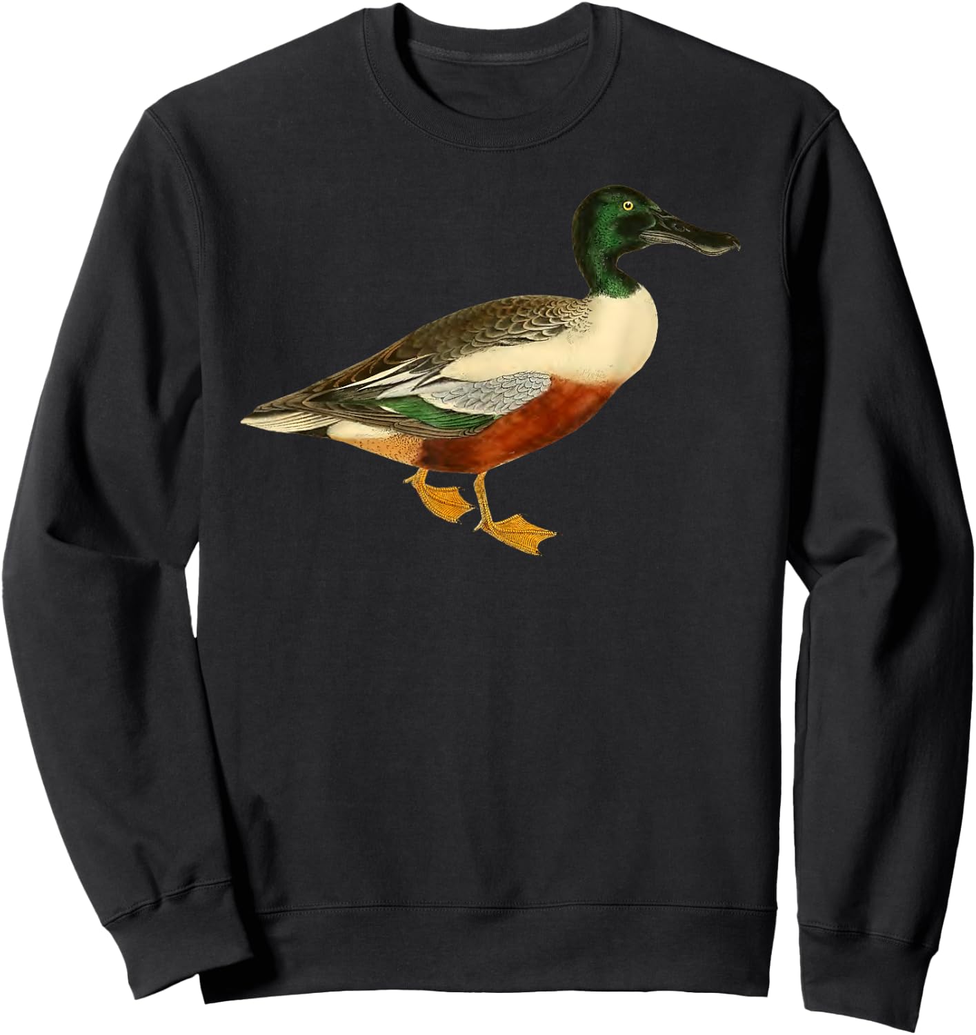 Duck Cute Shoveler Duck Vintage Duck Graphic Sweatshirt - Sweatshirt | Black