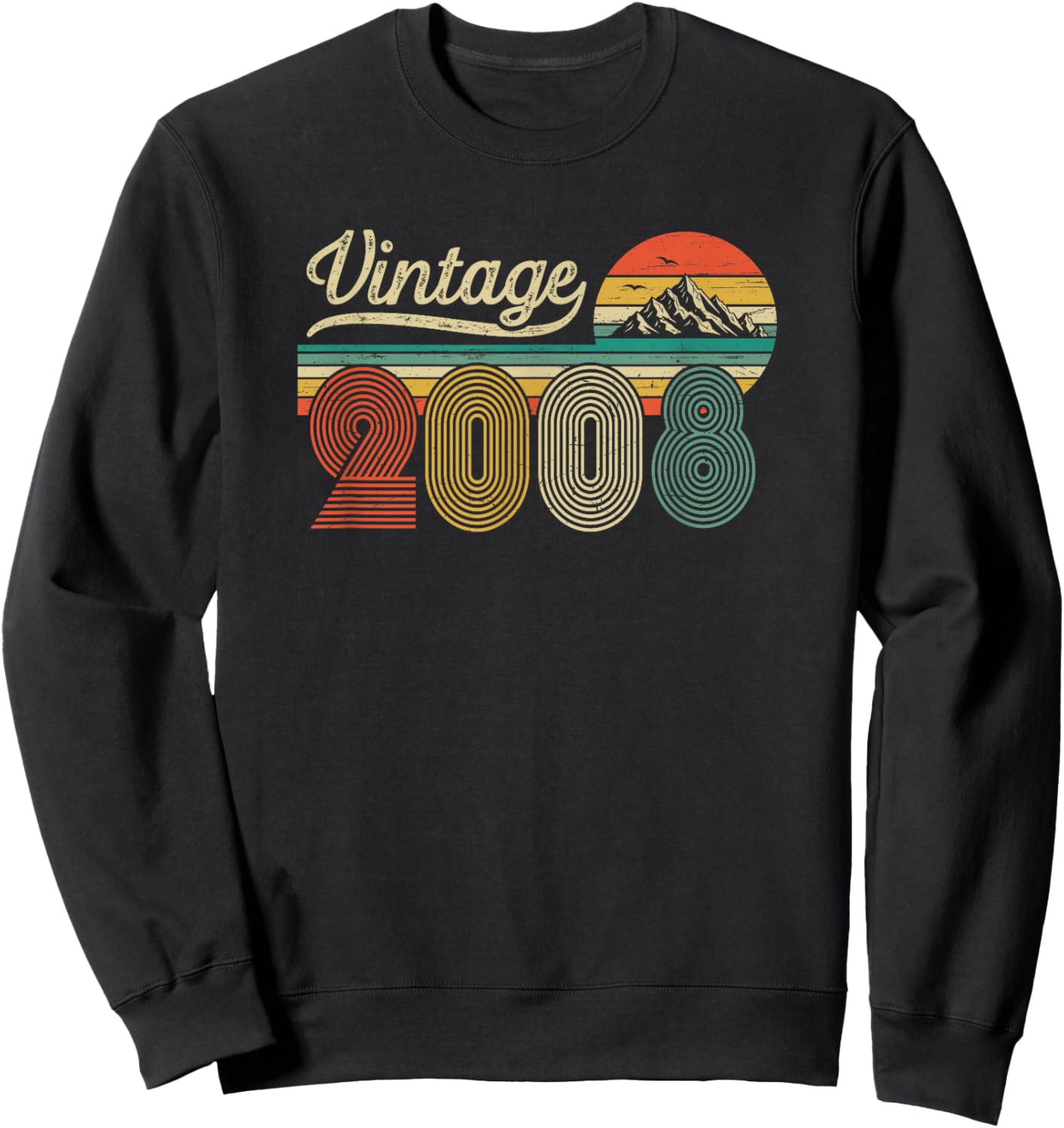 18th Birthday Boy Girl - Vintage Born in 2008 Classic Retro Sweatshirt - Sweatshirt | Black