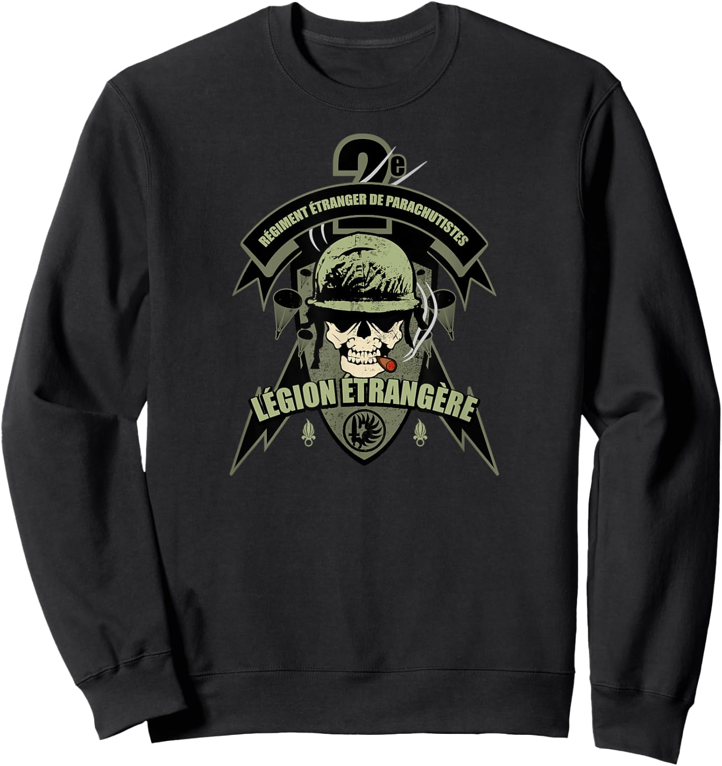 French Foreign Legion Paratrooper - 2 Rep (Subdued) Sweatshirt - Sweatshirt | Black