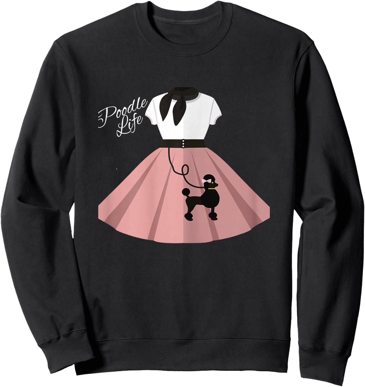 Women Poodle Skirt Costume Halloween Party Outfit Top Sweatshirt - Sweatshirt | Black