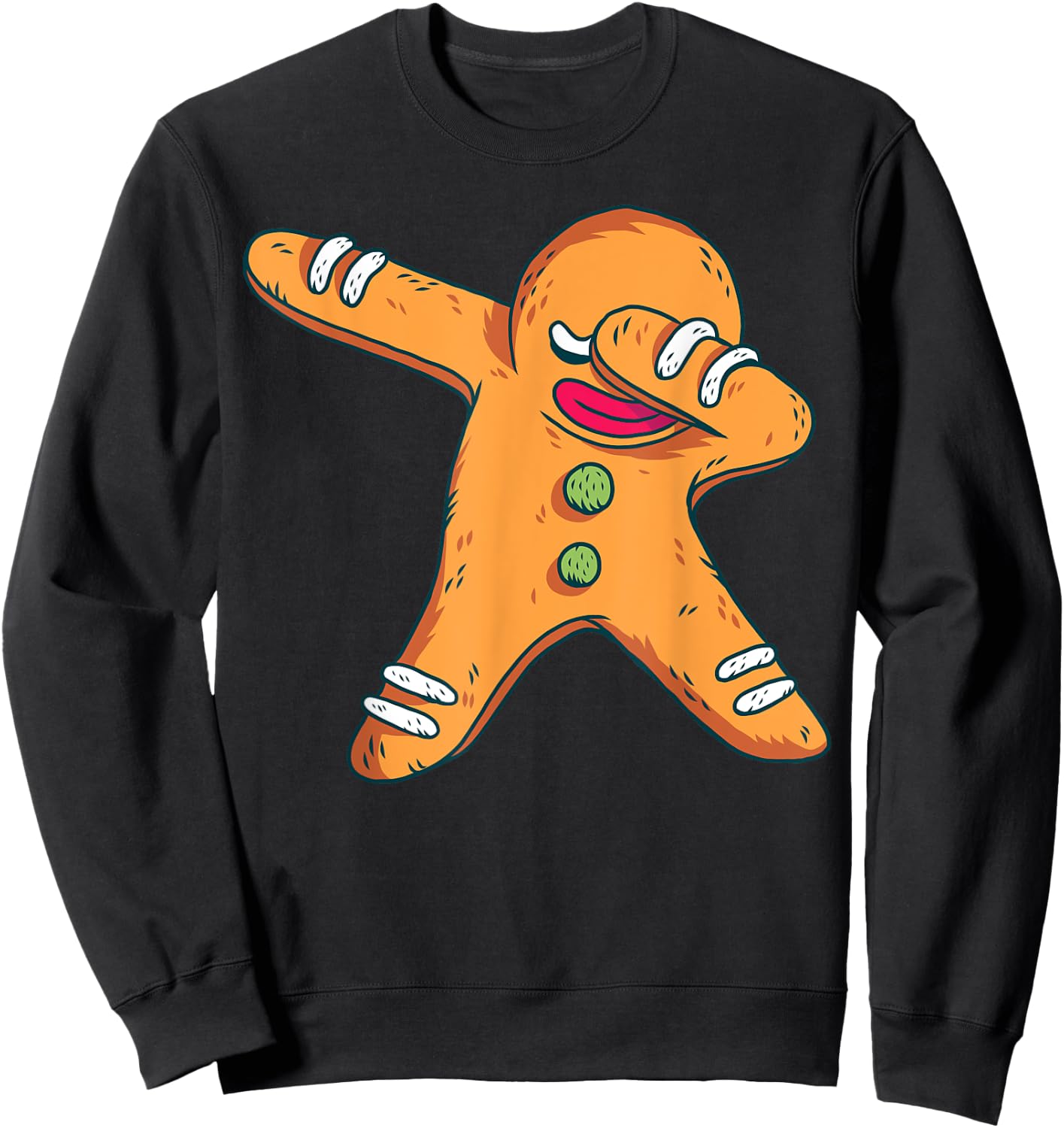 Christmas Pajama Cookie Dabbing Shirt Funny Family Pajamas Sweatshirt - Sweatshirt | Black