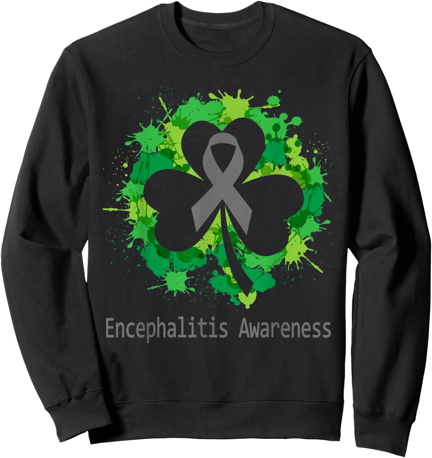 Clover Encephalitis Awareness Shirt Men Sweatshirt - Sweatshirt | Black