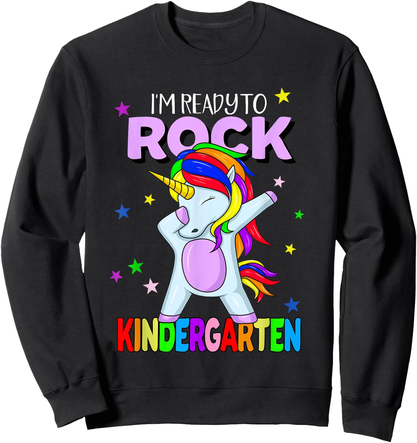 Rock Kindergarten Dabbing Unicorn Girls Back To School Sweatshirt - Sweatshirt | Black