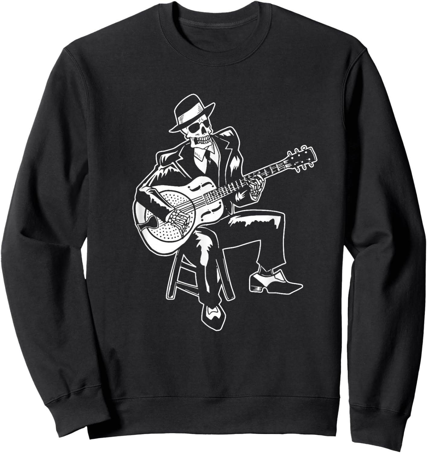 Skeleton Guitar Player Bluesman Vintage Blues Guitarist Sweatshirt - Sweatshirt | Black