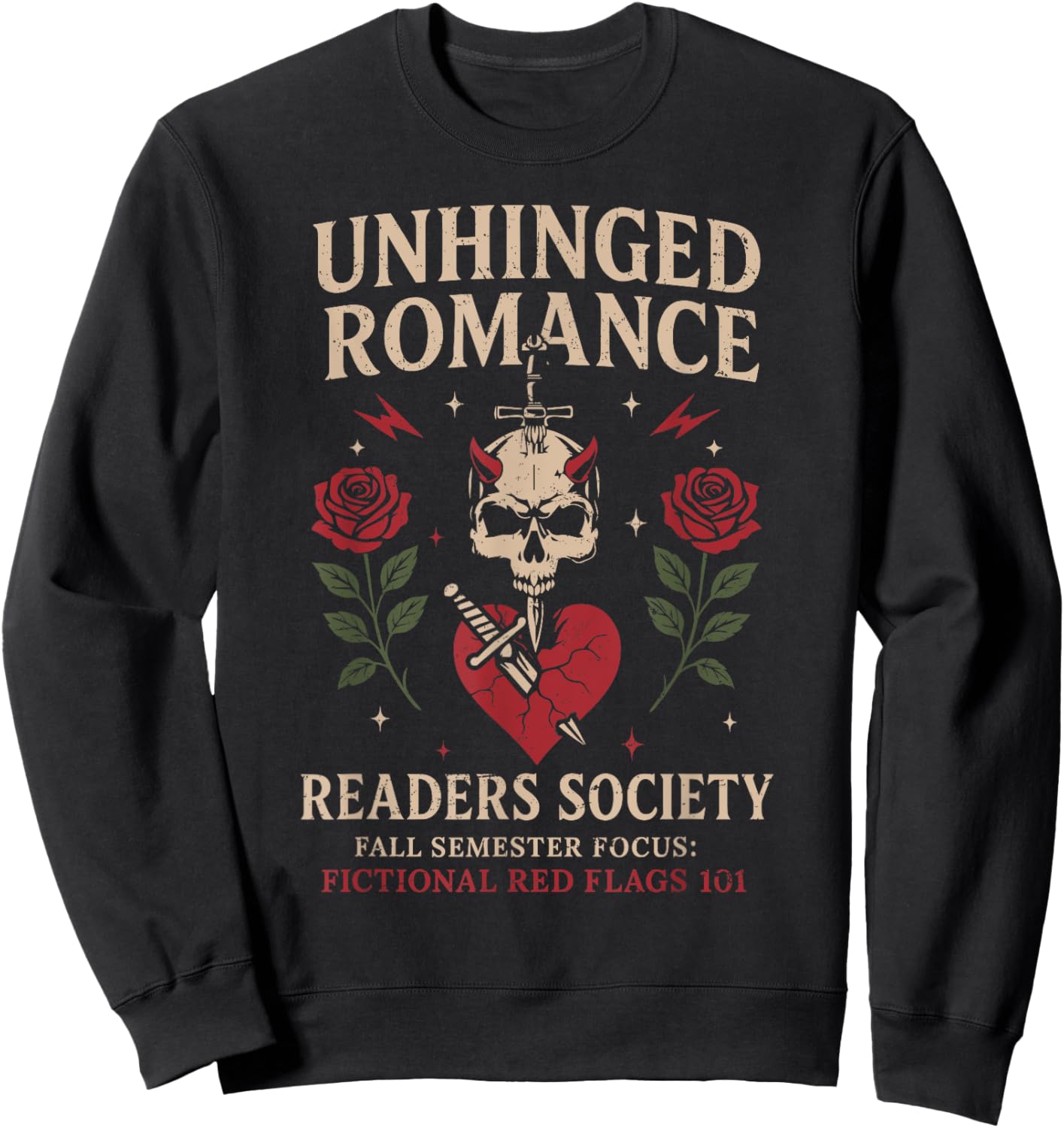 Retro Dark Romance Reader Society Halloween Bookish Outfit Sweatshirt - Sweatshirt | Black