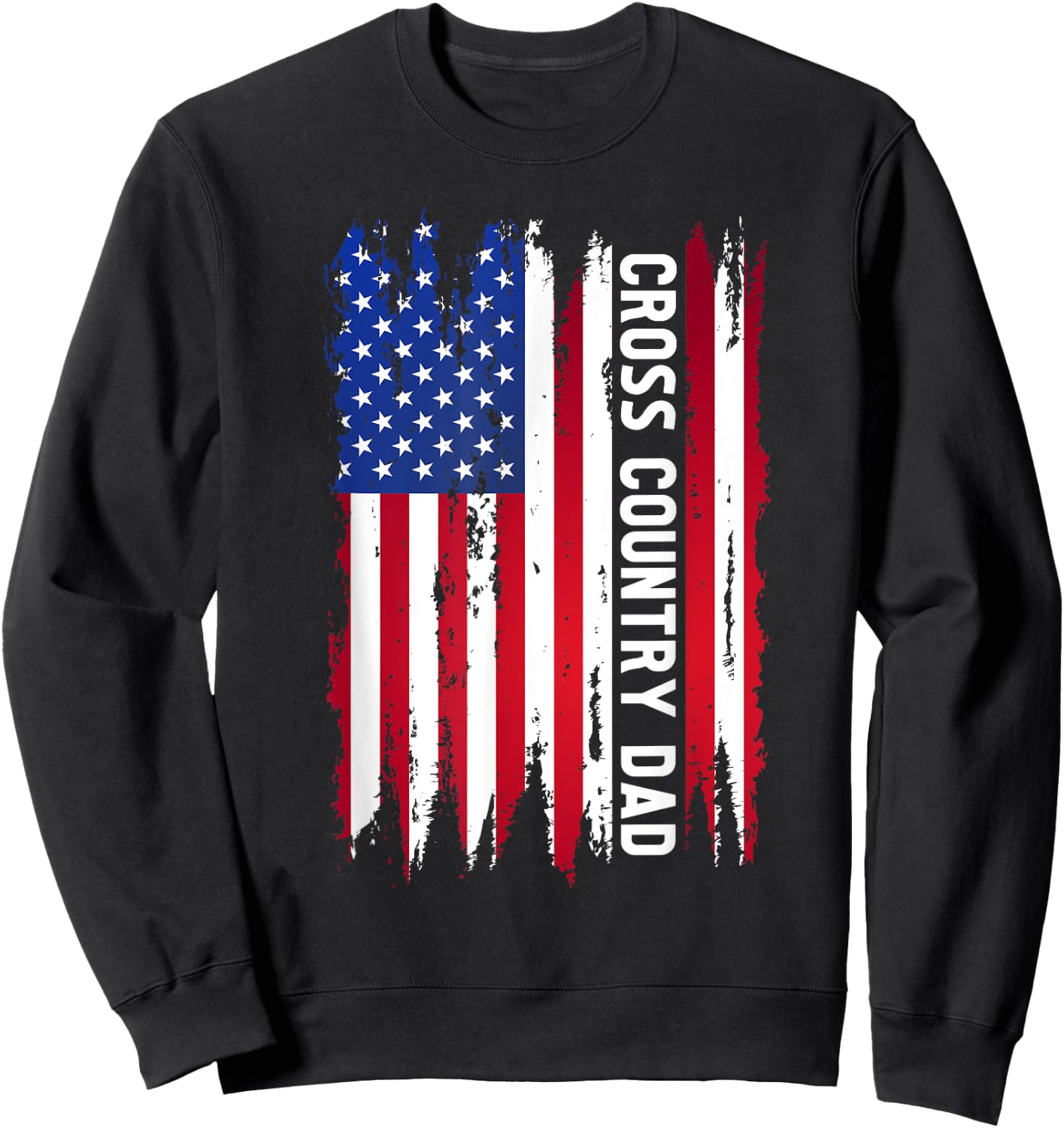 Cross Country Dad US Flag Cross Country Runner Father XC Dad Sweatshirt - Sweatshirt | Black