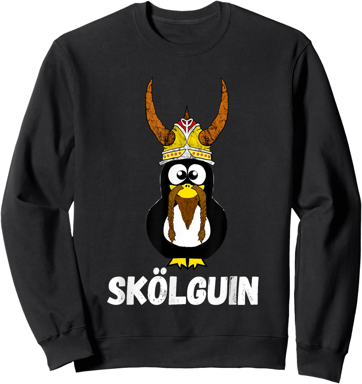 Skol Penguin Water Bird Funny Viking Nordic Horned Helmet Sweatshirt - Sweatshirt | Black