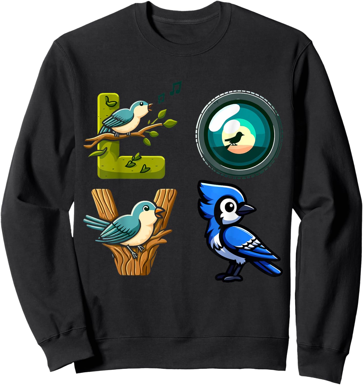 Funny Bird Watching Apparel Cool Bird Lover Present Designs Sweatshirt - Sweatshirt | Black