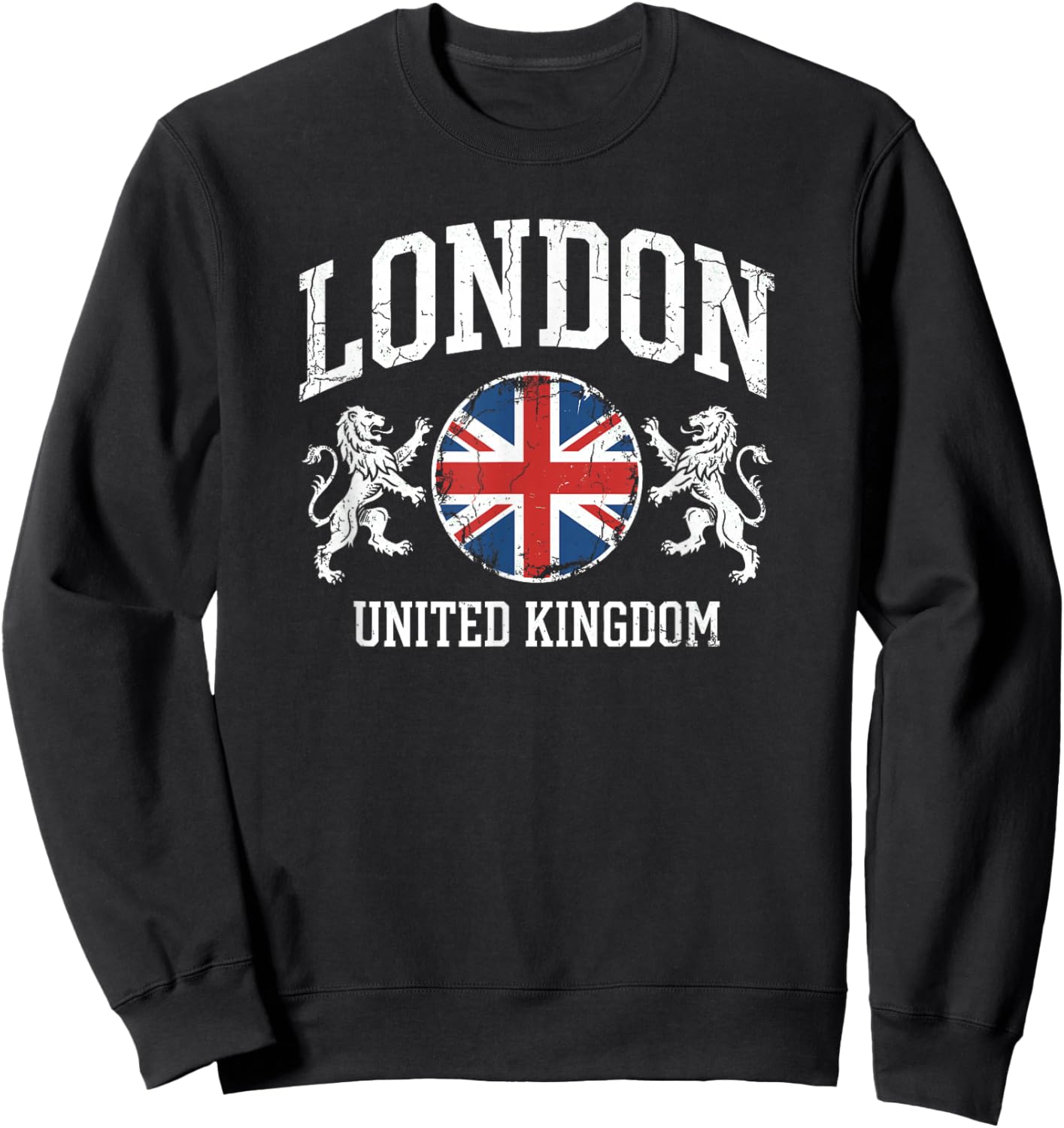 London England Flag Vintage Union Jack UK Pride Sweatshirt - Sweatshirt | Black