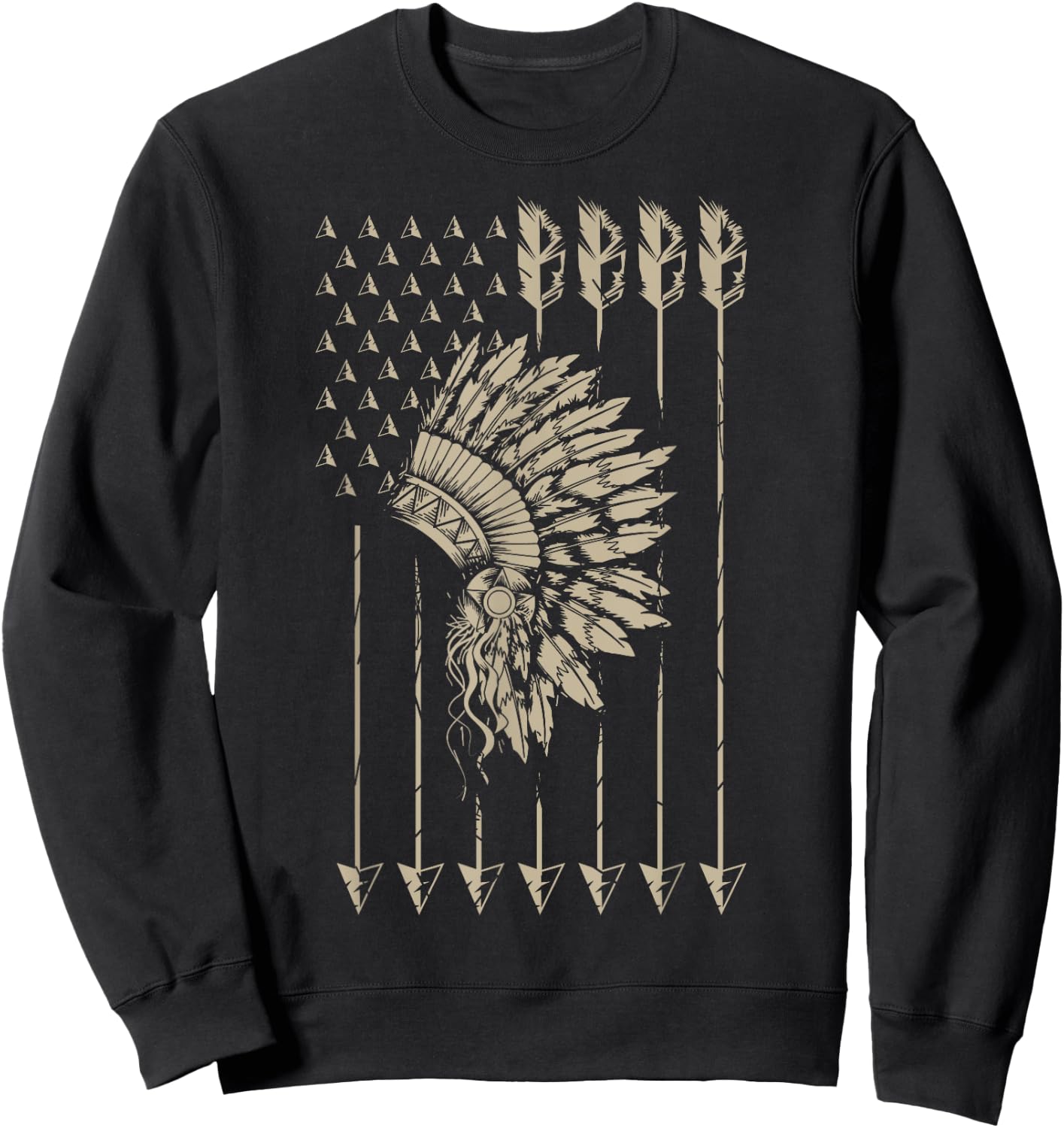 Cool Native American Arrow And Teepee Flag Shirt Funny Gift Sweatshirt - Sweatshirt | Black